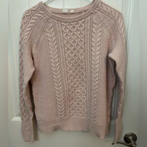 GAP Women's Pink Cable Knit Sweater vintage blush D